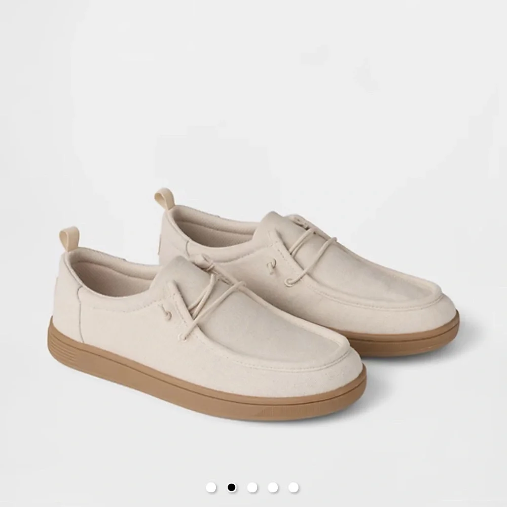 GAP‎ Kids Chambray Moc Sneakers Bedrock size 2 Cream Color Boys Shoes Slip On